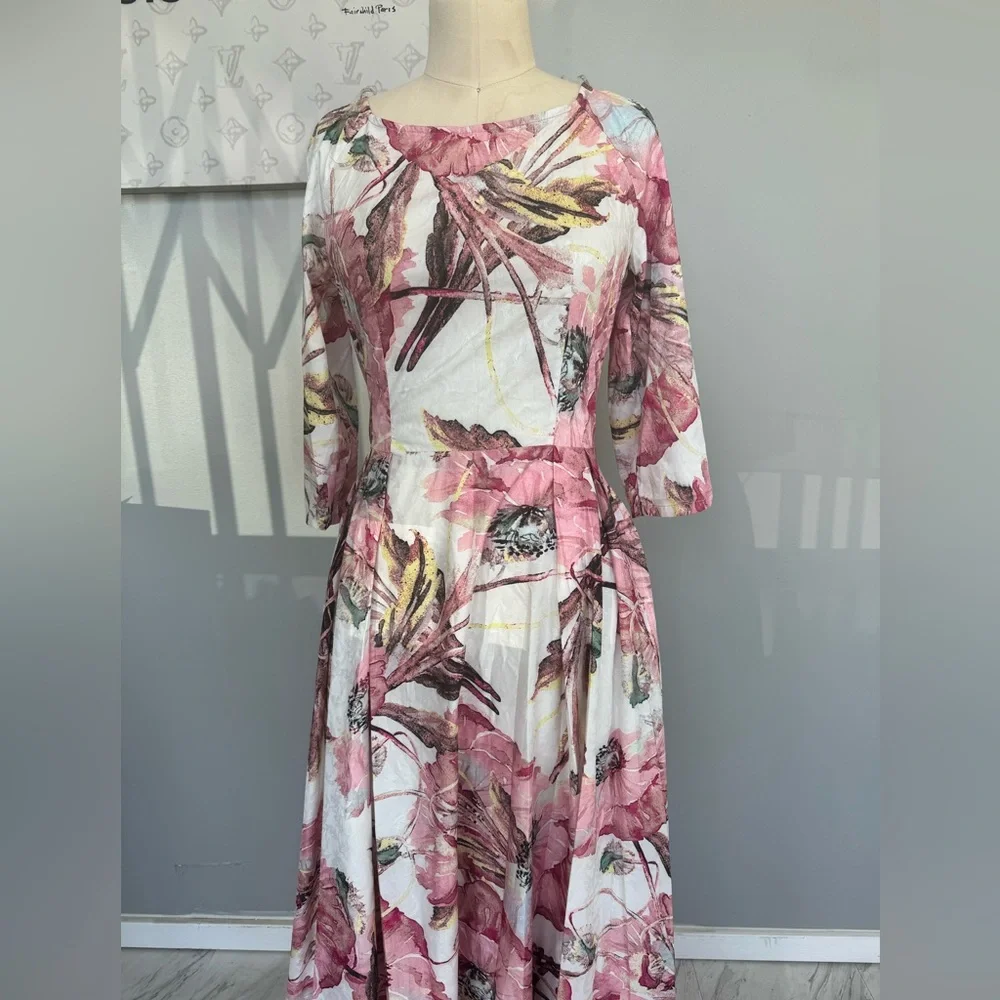 Bechetti- floral maxi dress made in Italy V3-3 - Picture 7 of 7